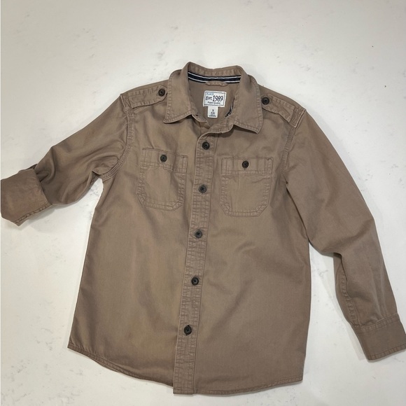 Boys' Brown Button-Up Shirt - Picture 1 of 8